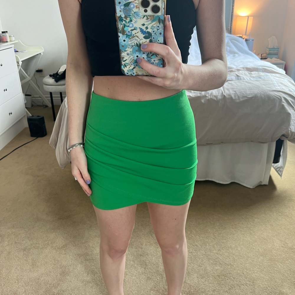 Zara Green Rouched Skirt